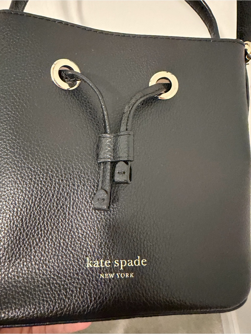 kate spade Black Pebbled Leather Drawstring Crossbody Bucket Bag - Picture 4 of 8